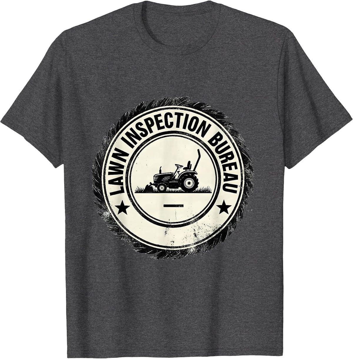 Lawn Inspection Bureau Funny Lawn Mower Dad Gift T-Shirt - Dark Heather Grey