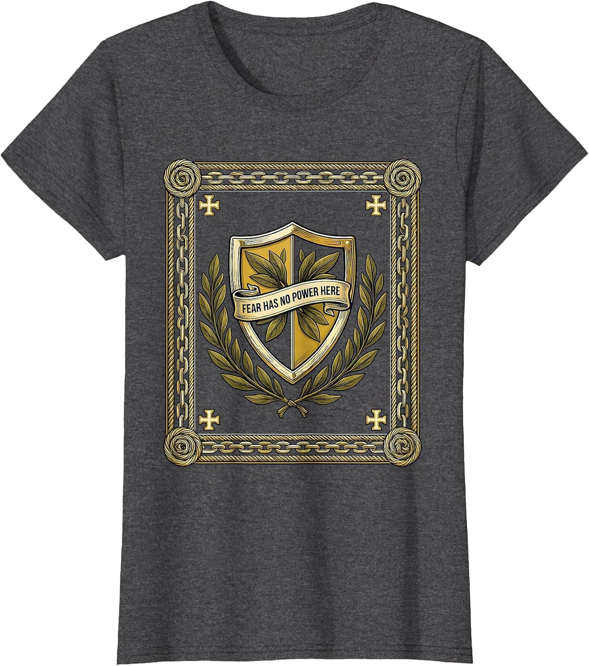 Women's Faith Over Fear Has No Power Here Design T-Shirt - Dark Heather Grey