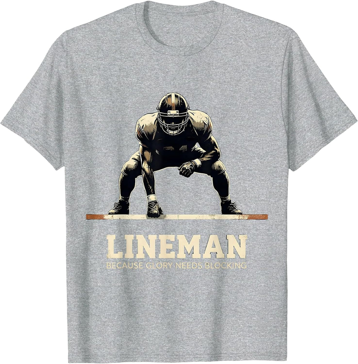 Men's Lineman Because Glory Needs Blocking Vintage Football T-Shirt - Heather Grey