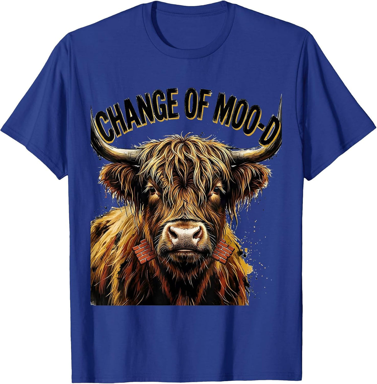 Men's Change Of Moo-D Funny Highland Cow Farm Animal Humor T-Shirt - Royal Blue