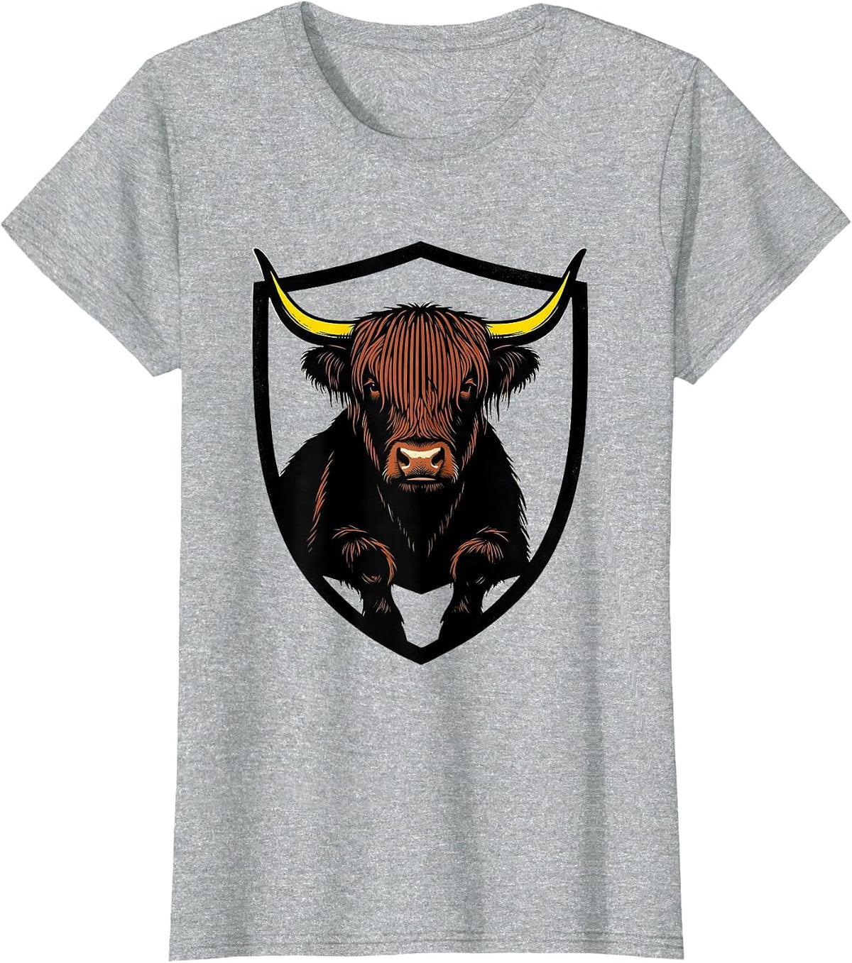 Sealed Highland Cow Stencil Funny Animal Lover Humor T-Shirt - Heather Grey