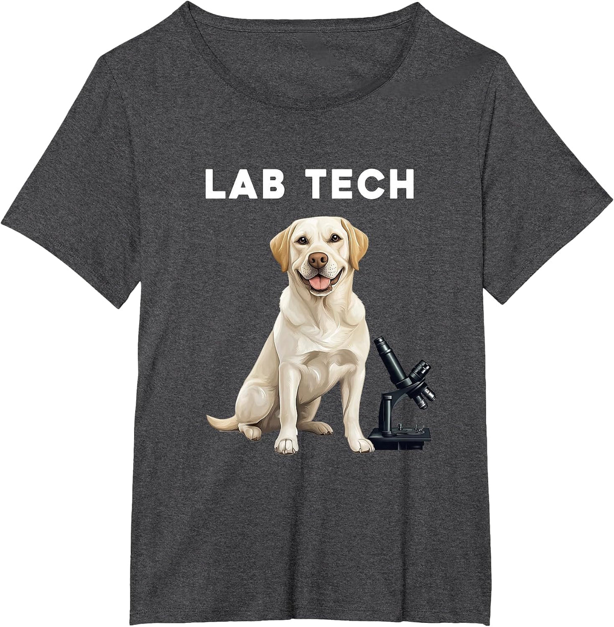Funny Lab Tech Design Featuring a Labrador Dog for Scientist T-Shirt - Dark Heather Grey