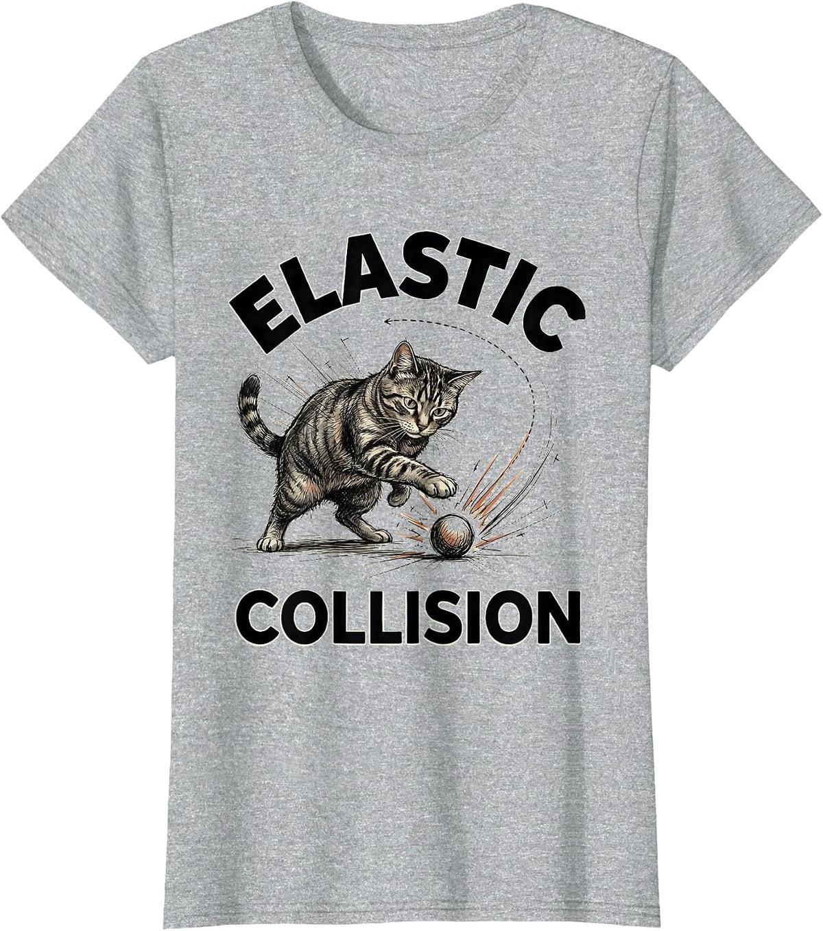 Elastic Collision Funny Cat Physics Humor Design For Cat T-Shirt - Heather Grey