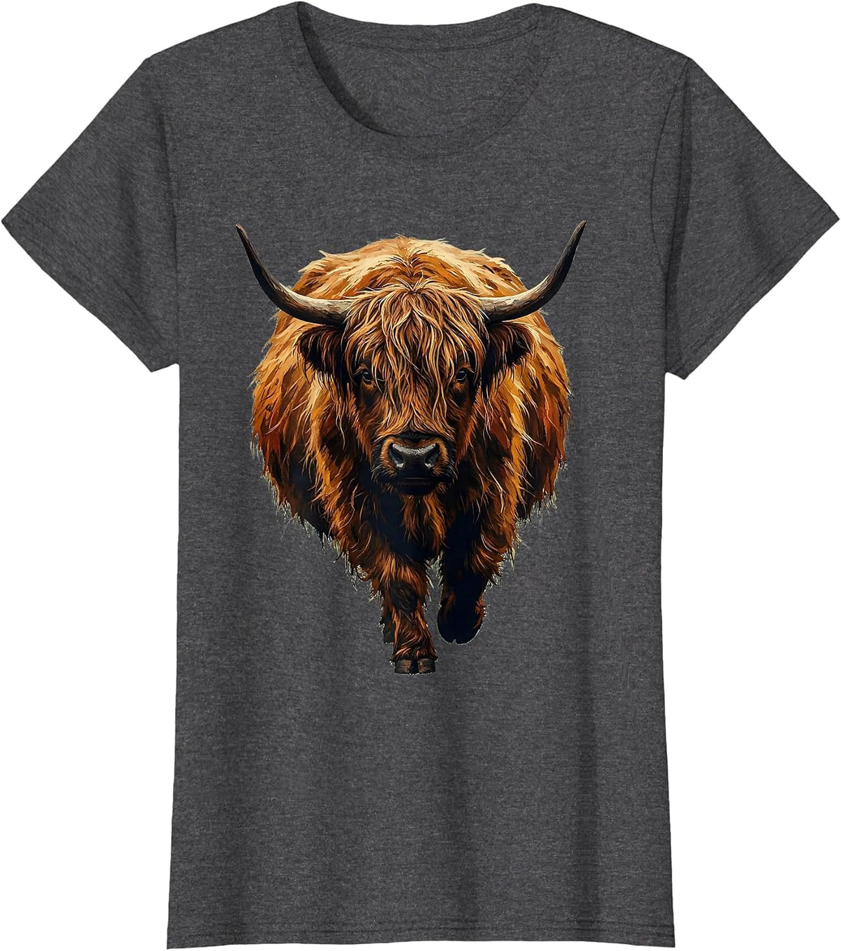 Women's Highland Cow Cute Scottish Humor Casual Wear T-Shirt - Dark Heather Grey