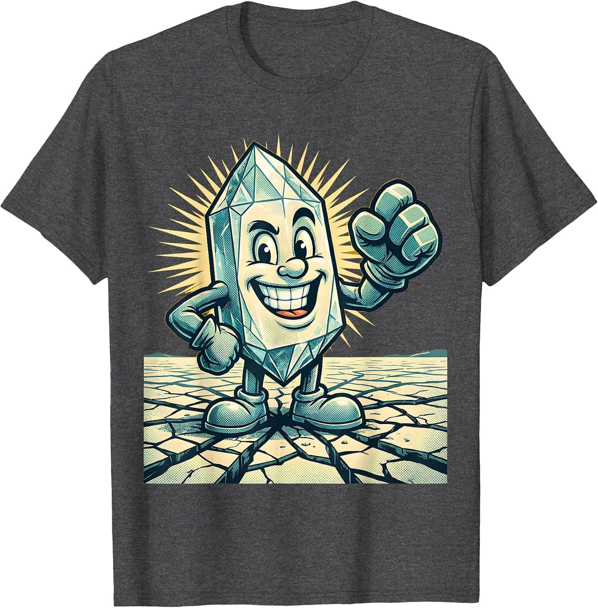 Cracked Salt Lake Bed Desert Earth Graphic T-Shirt - Dark Heather Grey