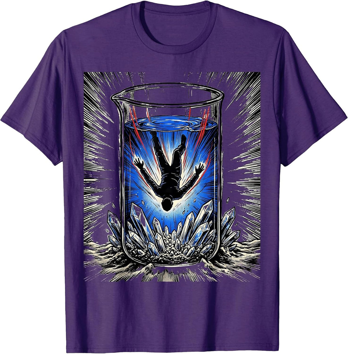 Men's Comic Lab Beaker Chemistry Nerd Humor Science Lover T-Shirt - Purple
