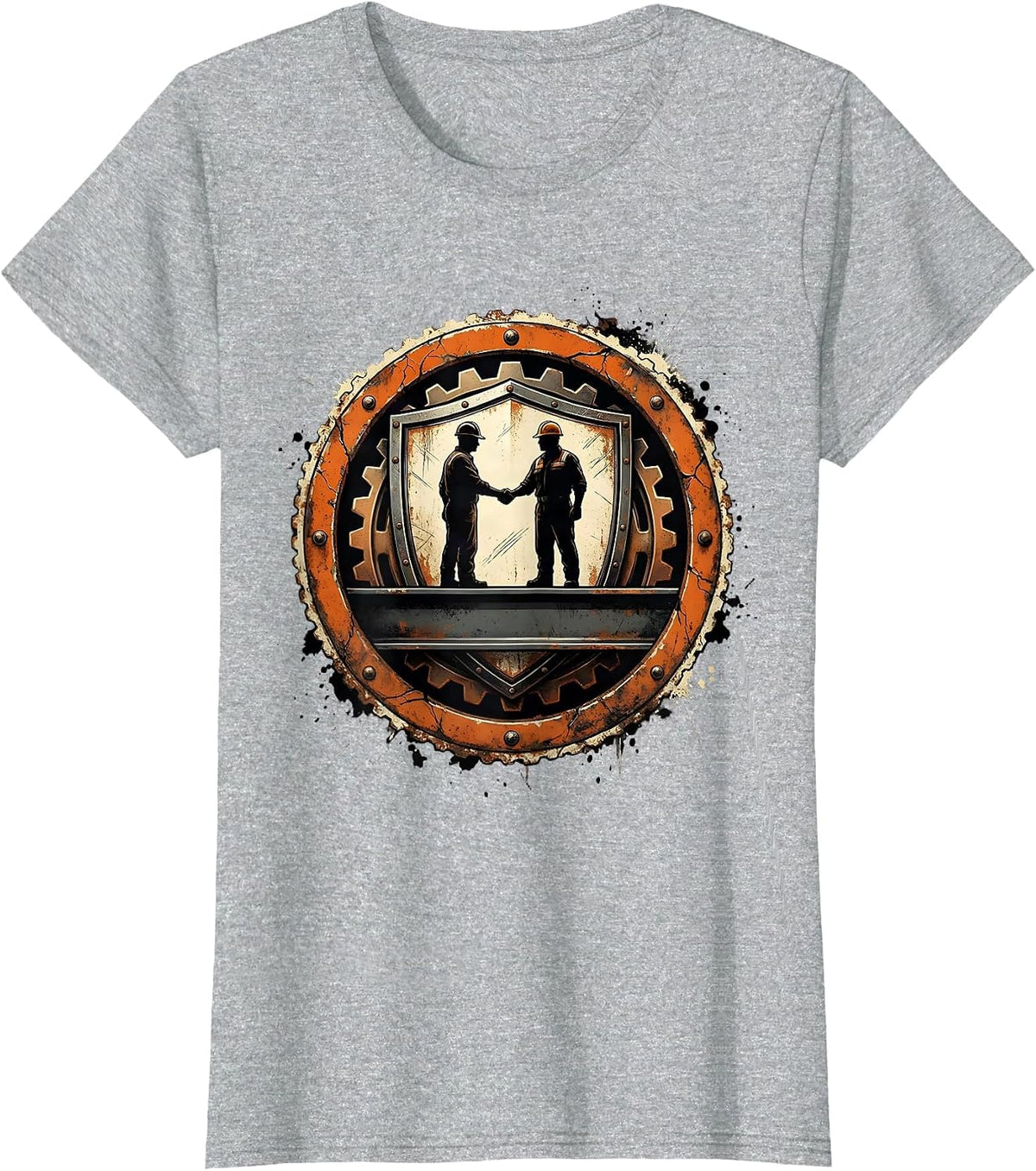 Labor Day Workers Handshake Steel Beam Graphic T-Shirt - Heather Grey