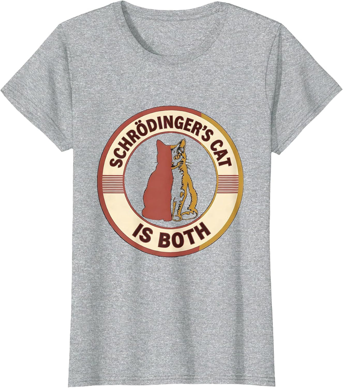 Schrödinger's Cat Is Both Funny Science Geek Humor T-Shirt - Heather Grey