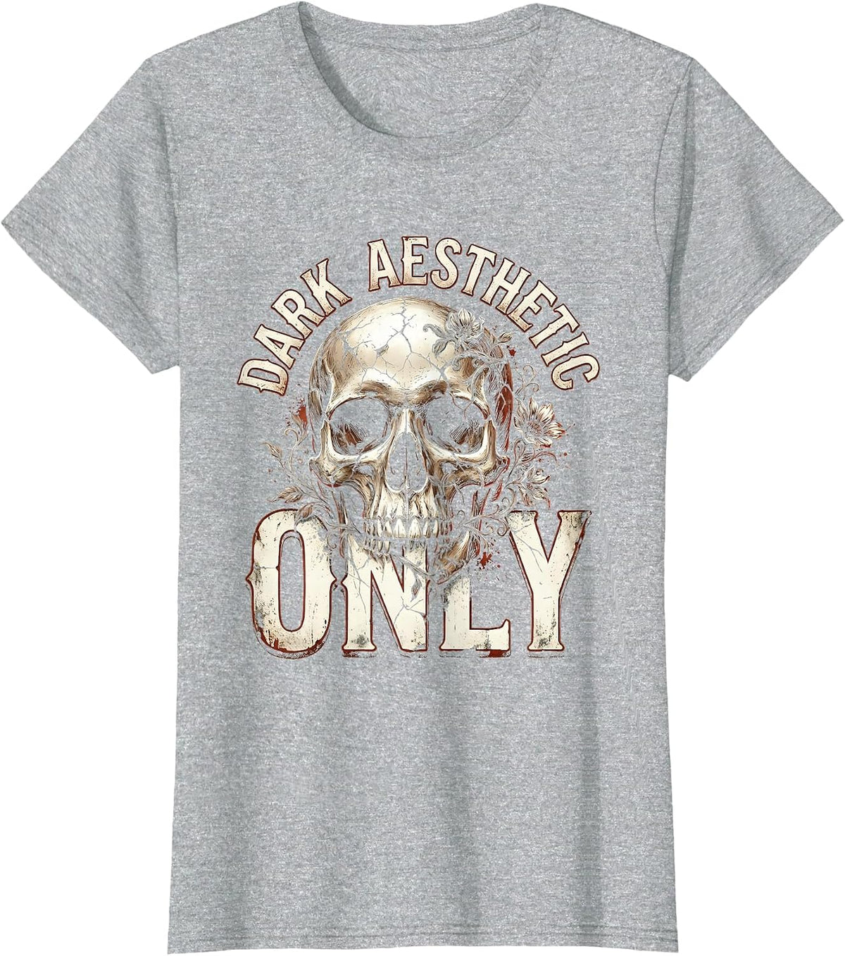 Dark Aesthetic Only Gothic Statement Design T-Shirt - Heather Grey