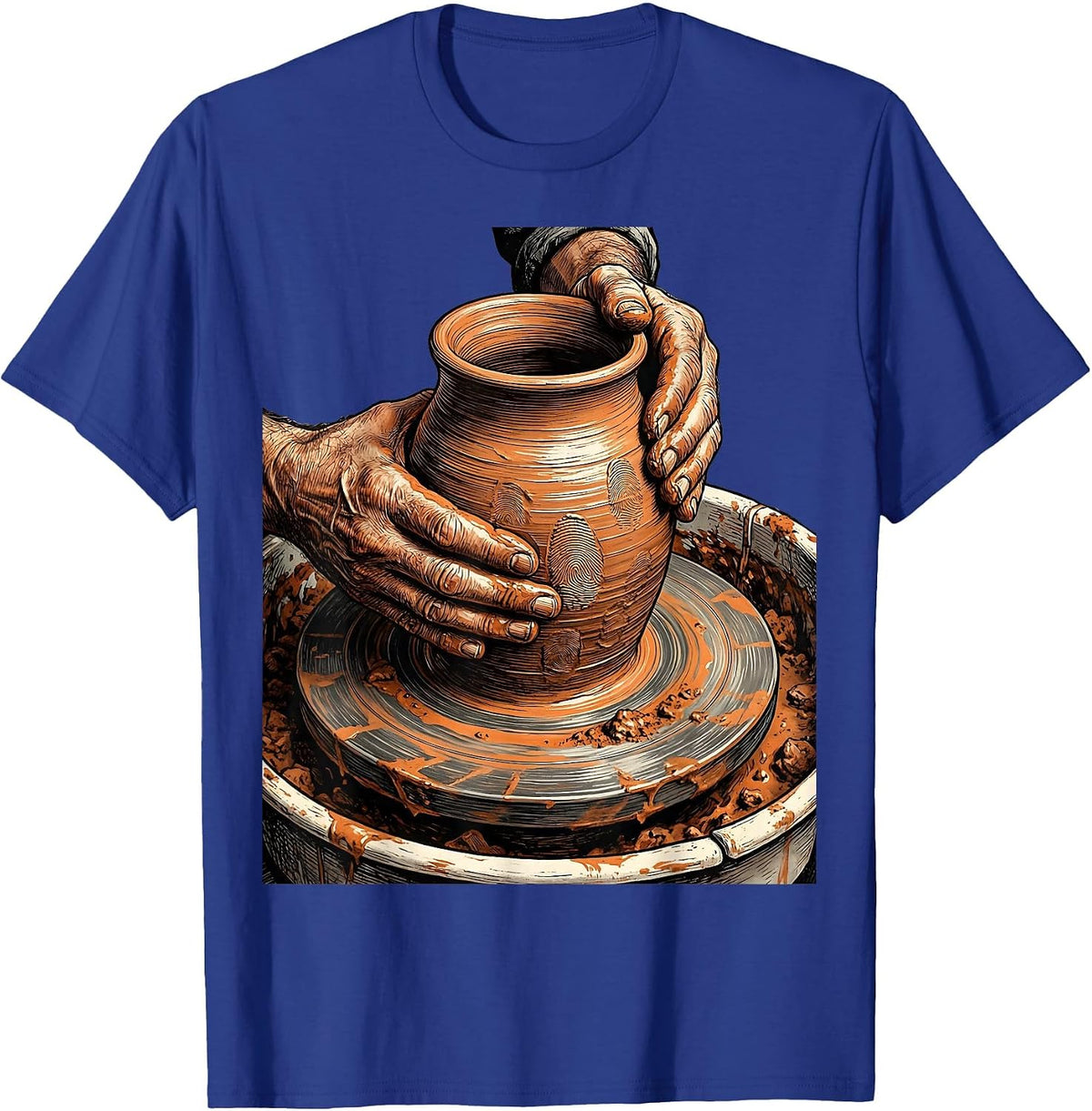 Italian Pottery Artisan Clay Wheel Craft Design T-Shirt - Royal Blue