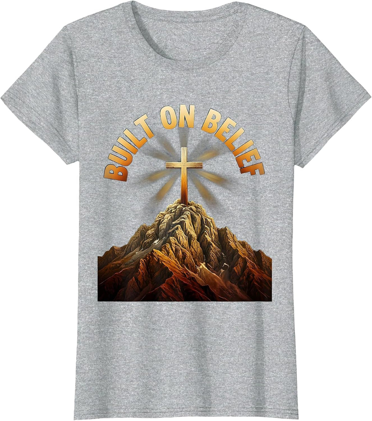 Built on Belief Faith Over Fear Graphic Design T-Shirt - Heather Grey