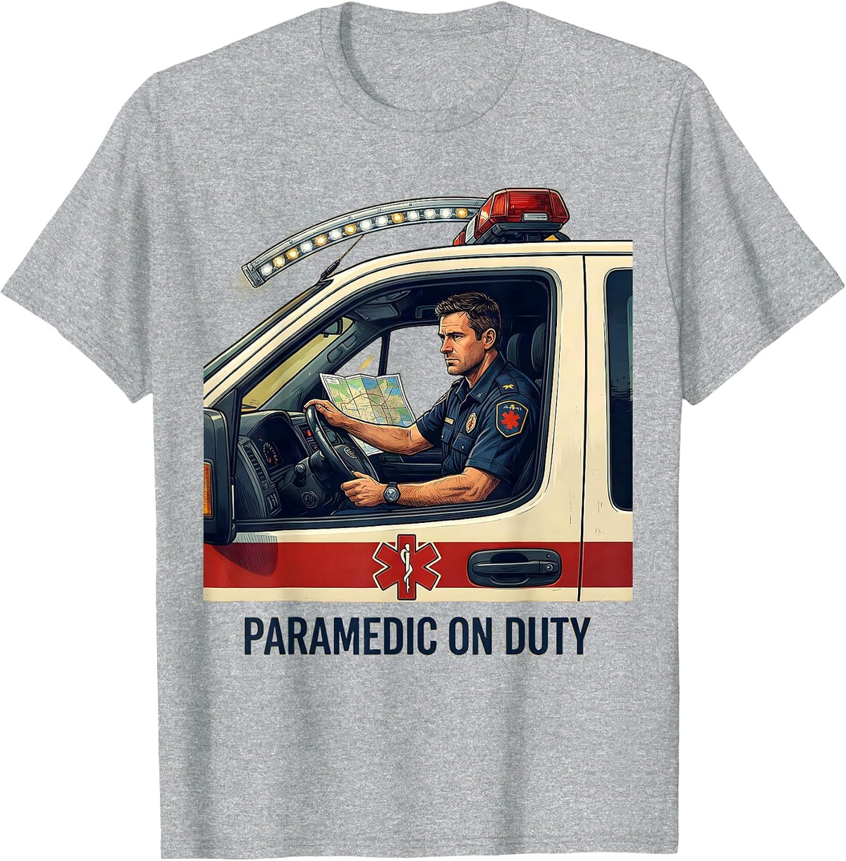 Men's Paramedic On Duty Funny EMS Gift Paramedic EMT Crew T-Shirt - Heather Grey