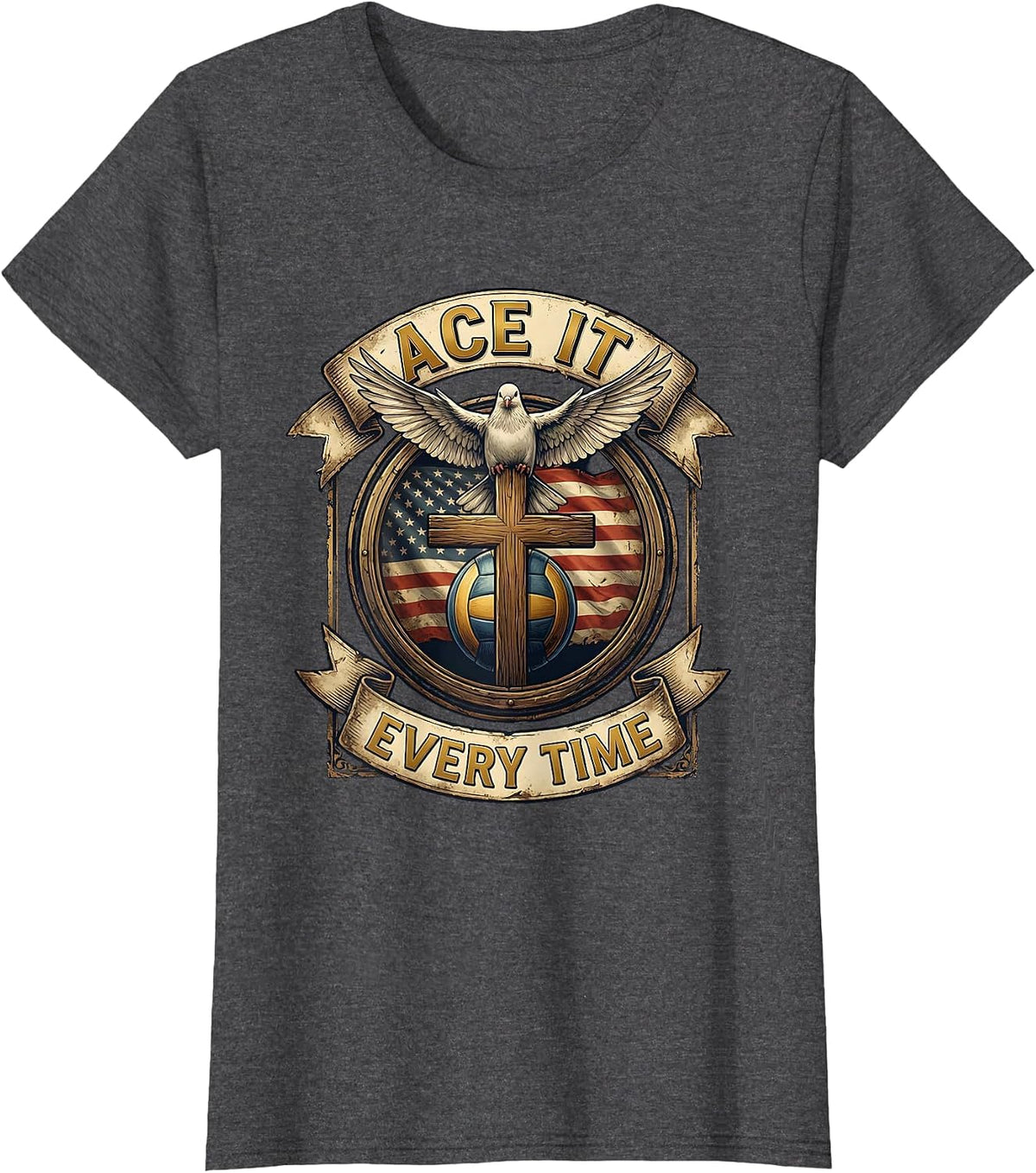 Women's Ace It Every Time Volleyball Design T-Shirt - Dark Heather Grey