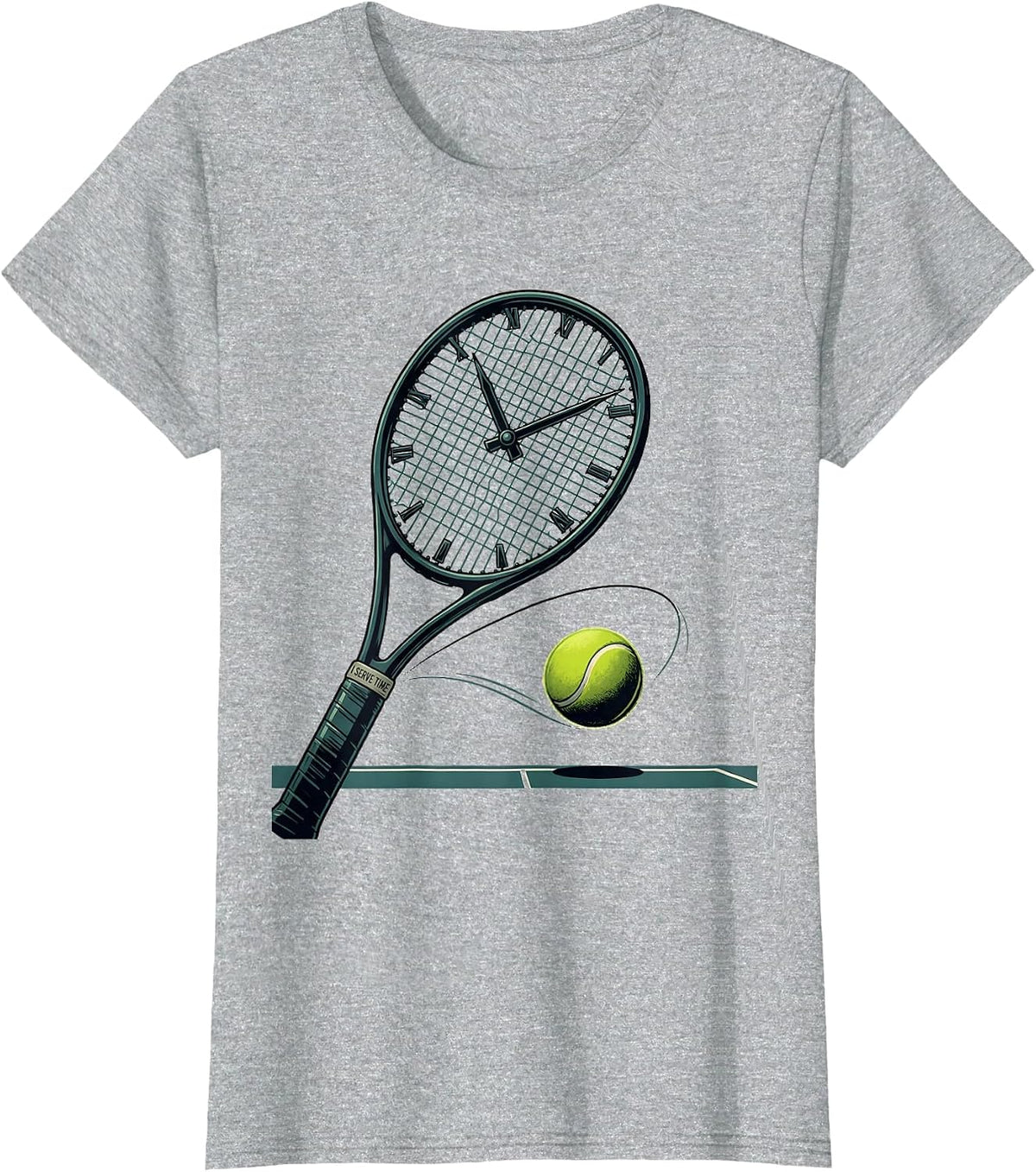 I Serve Time Editorial Conceptual Tennis Player Gift T-Shirt - Heather Grey