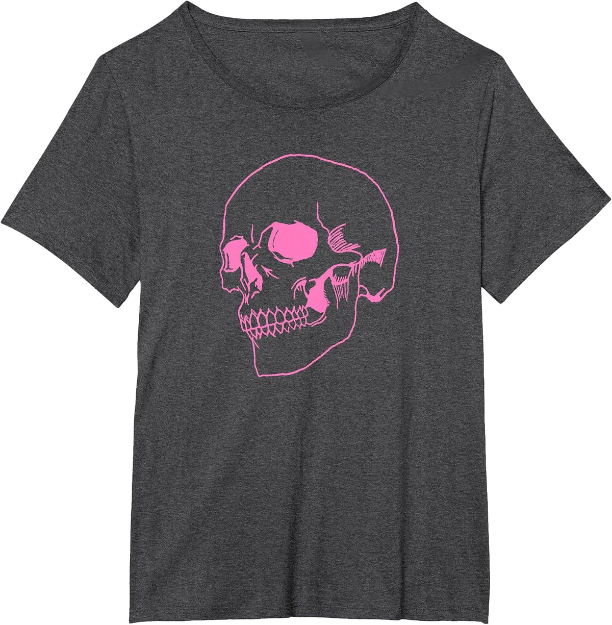 Spooky Halloween Skeleton Pastel Goth Soft Grunge Pink Skull T-Shirt - Dark Heather Grey