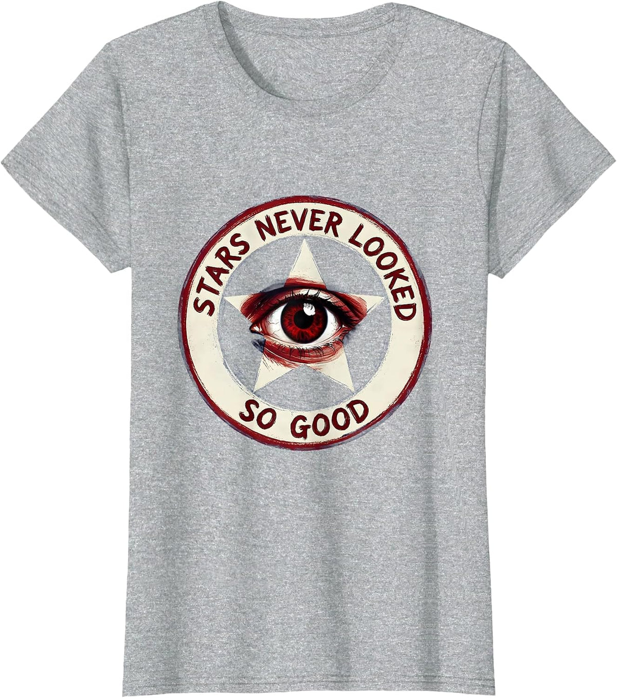 Stars Never Looked So Good Red White and Blue Design T-Shirt - Heather Grey