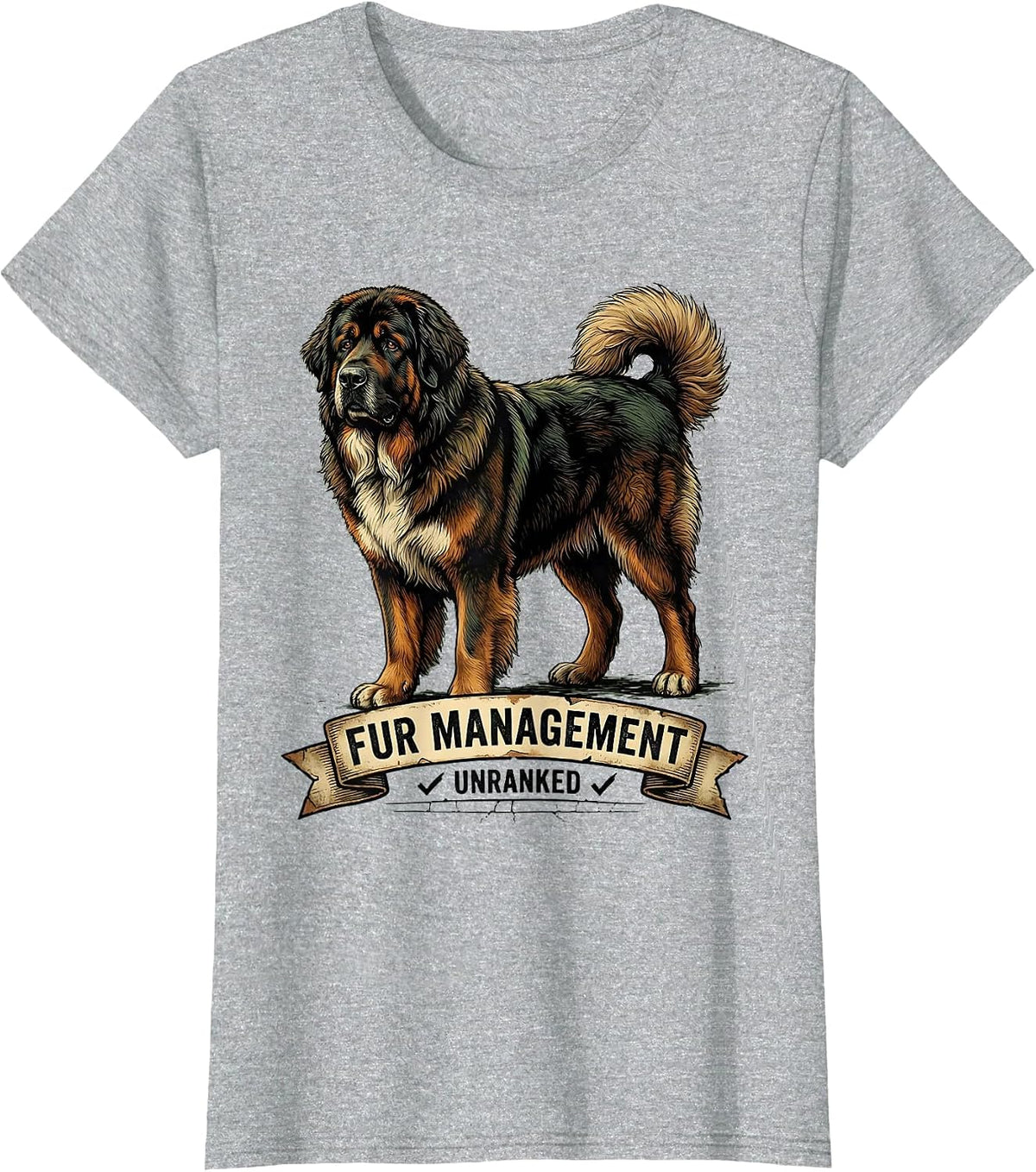 Women's Fur Management, Unranked Funny Great Pyrenees Dog Owner T-Shirt - Heather Grey