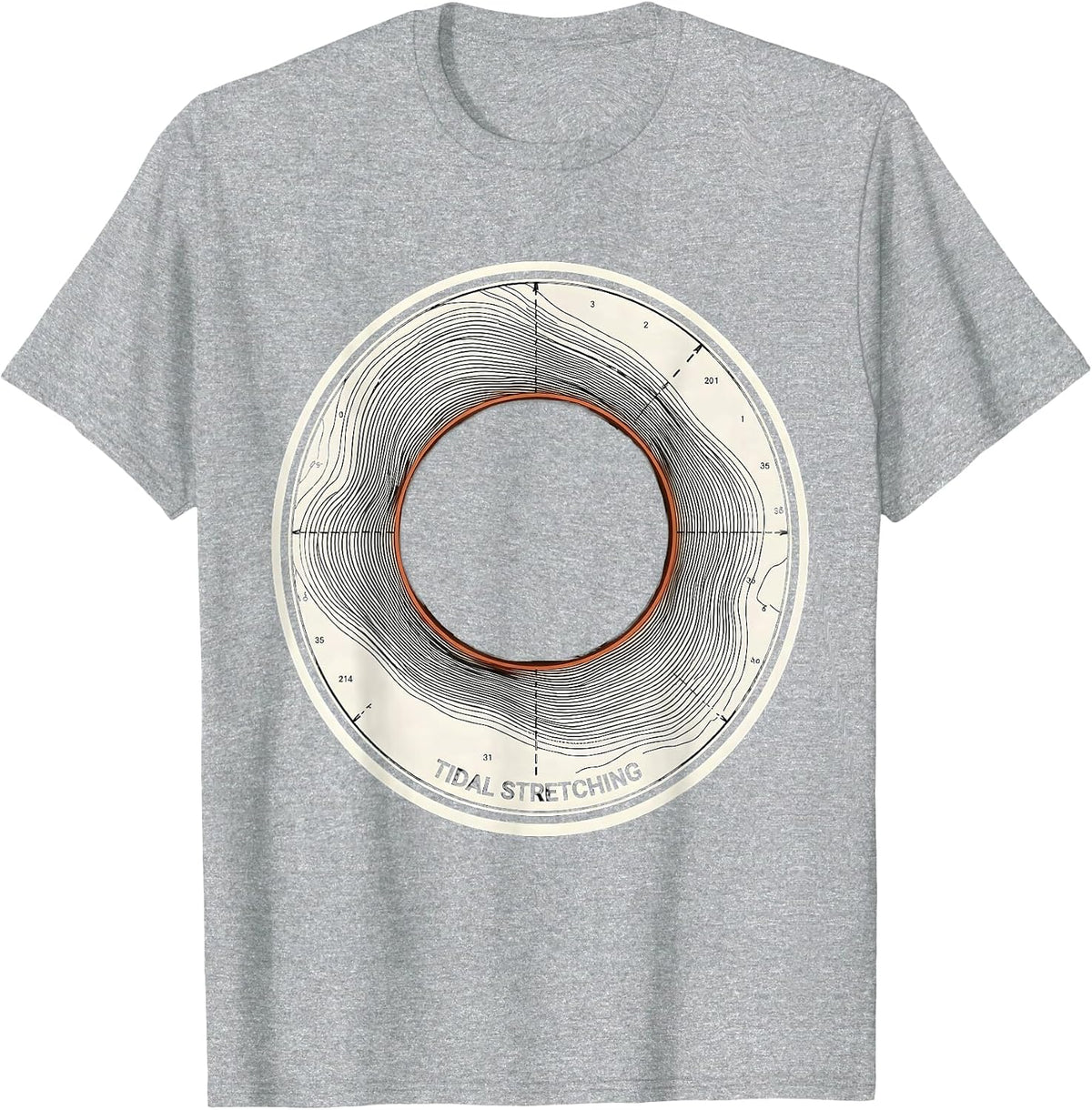 Men's Tidal Stretching Topographic Contour Black Hole Astrophysics T-Shirt - Heather Grey