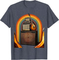 Band Gear Stack and Glowing Amp Illustration T-Shirt - Heather Blue