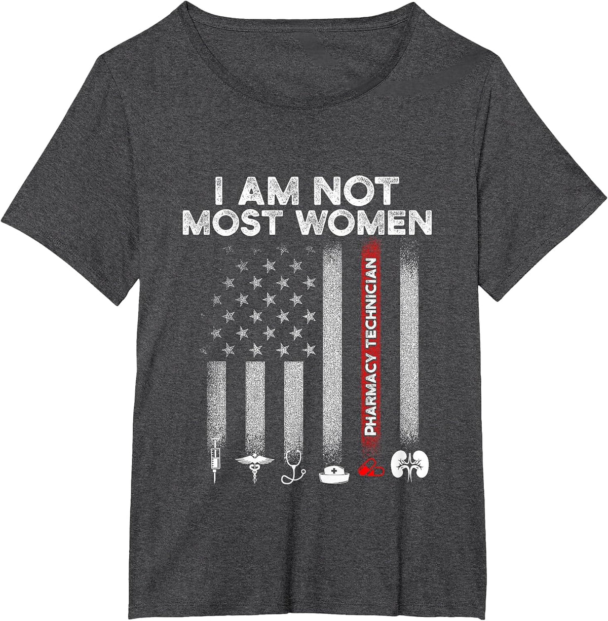 Pharmacy Technician Most Women Certified Pharma Tech T-Shirt - Dark Heather Grey