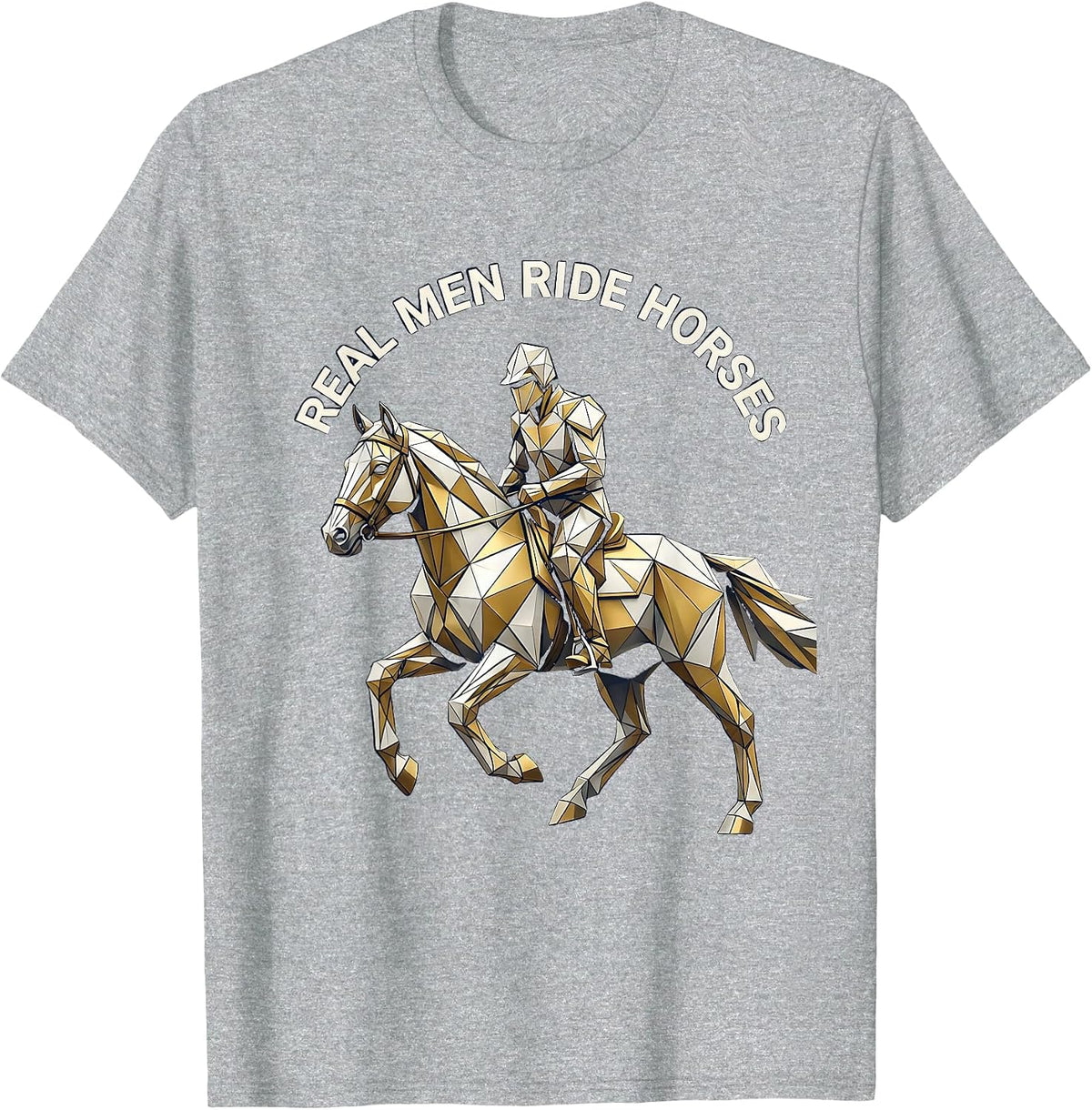 Men's Real Men Ride Horses Country Western Design T-Shirt - Heather Grey