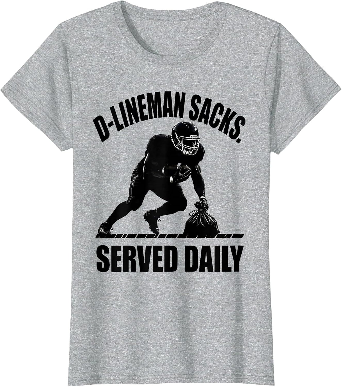 D-Lineman Sacks Served Daily Funny Football Lineman Youth T-Shirt - Heather Grey