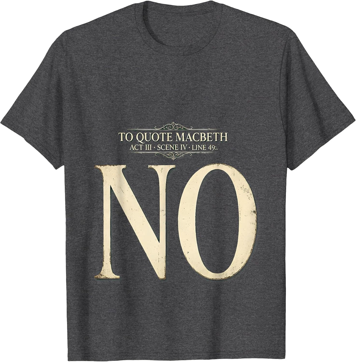 To Quote Macbeth No Vintage Literary Humor T-Shirt - Dark Heather Grey