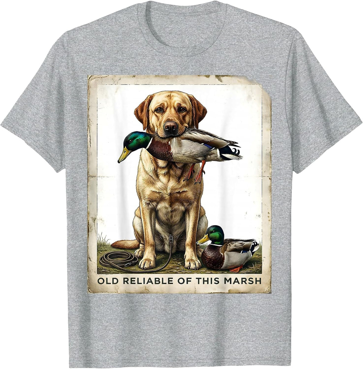 Men's Old Reliable Of This Marsh Vintage Labrador Duck Hunting T-Shirt - Heather Grey