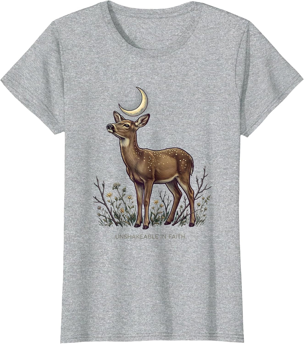 Women's Unshakeable In Faith Faith Over Fear Design T-Shirt - Heather Grey