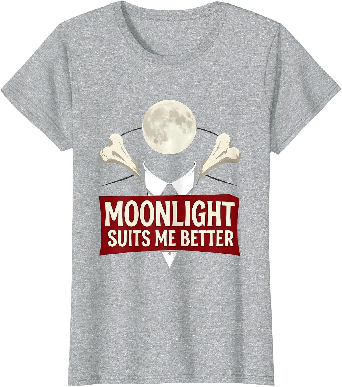 Moonlight Suits Me Better Goth Dark Aesthetic Design T-Shirt - Heather Grey