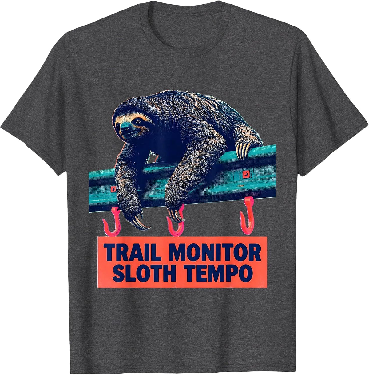 Men's Trail Monitor Sloth Tempo Funny Sloth Lover Gift Humor T-Shirt - Dark Heather Grey