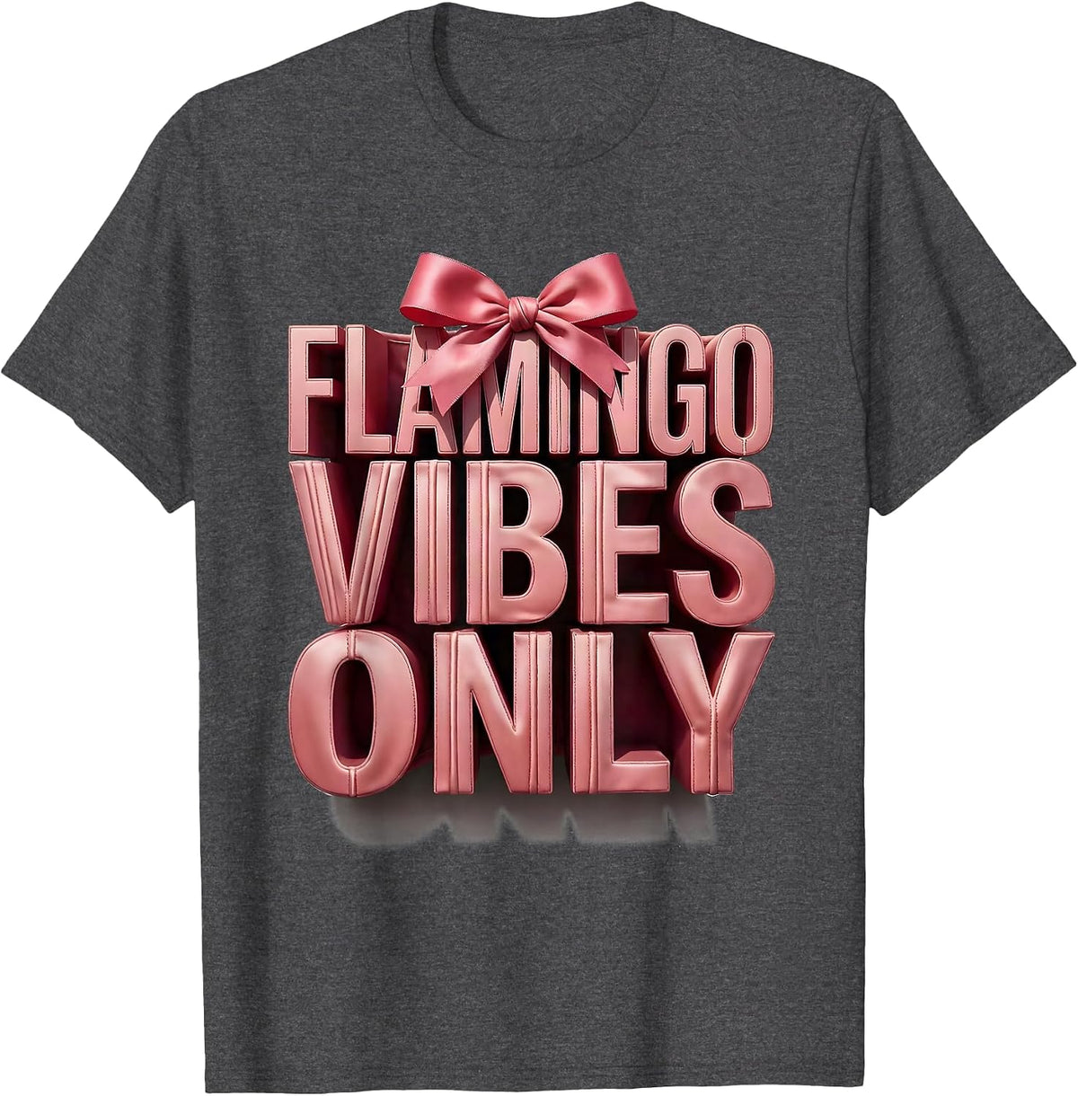 Flamingo Vibes Only Tropical Bird Design T-Shirt - Dark Heather Grey