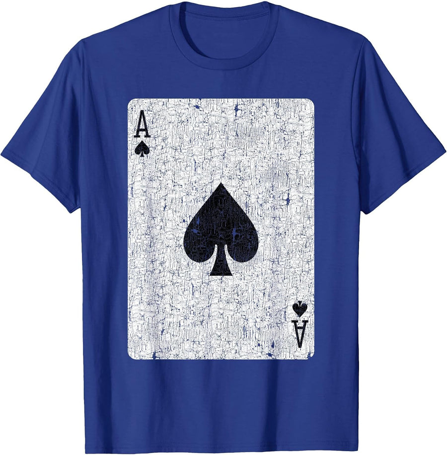 Ace of Spades Card - Poker, Bridge Player, Costume T-Shirt - Royal Blue