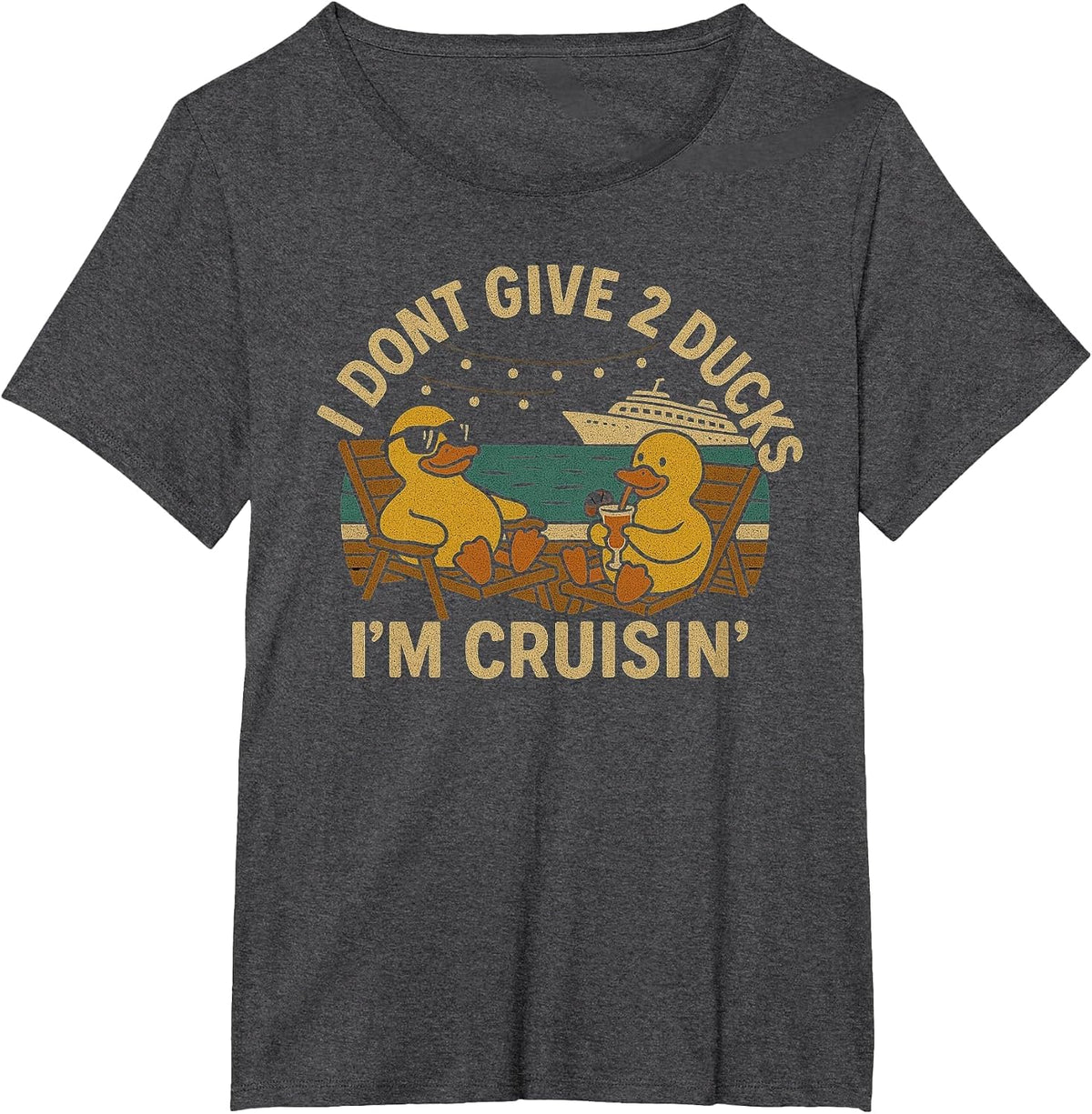 I Don’t Give 2 Ducks I’m Cruisin’ Shirt – Funny Cruise Duck T-Shirt - Dark Heather Grey