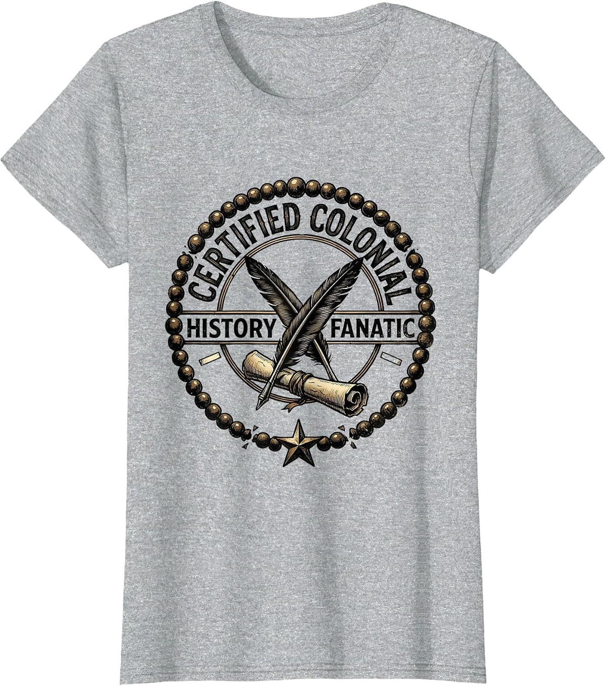 Women's Certified Colonial History Fanatic Funny History Teacher T-Shirt - Heather Grey