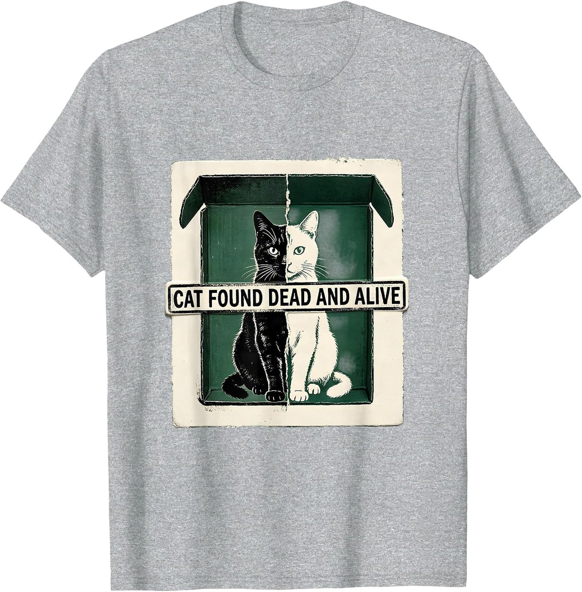 Men's Cat Found Dead And Alive Quantum Physics Humor Science Geek T-Shirt - Heather Grey