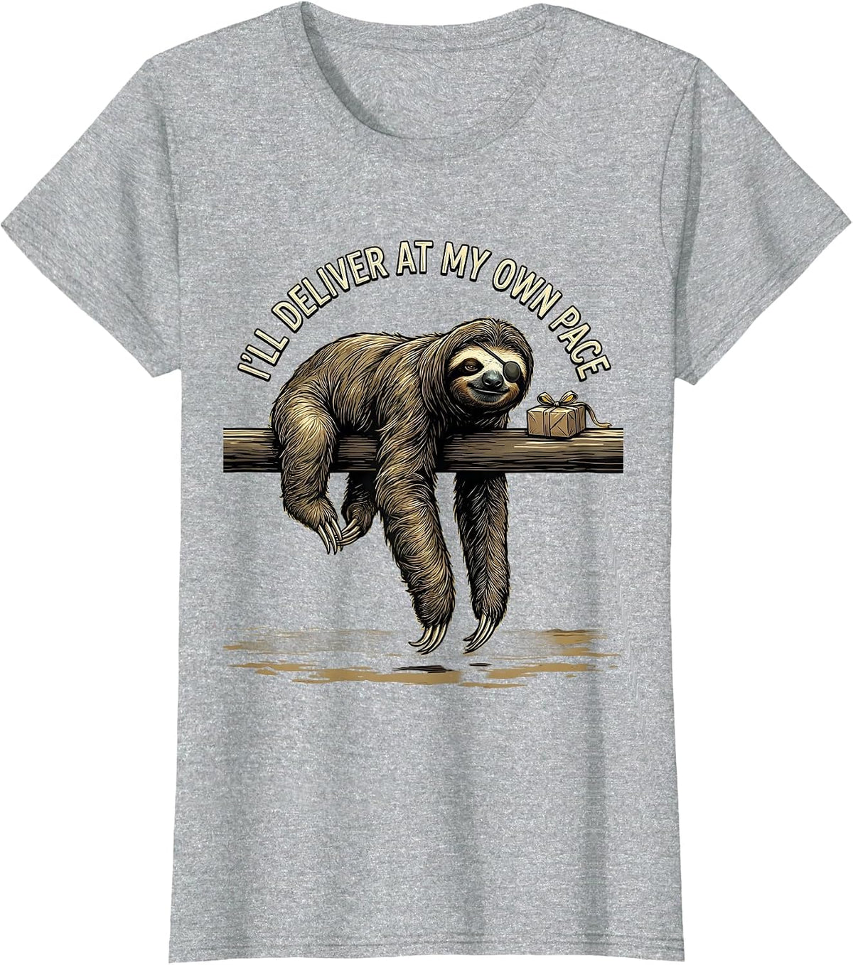 Women's I'll Deliver At My Own Pace Funny Sloth Lover Animal Humor T-Shirt - Heather Grey