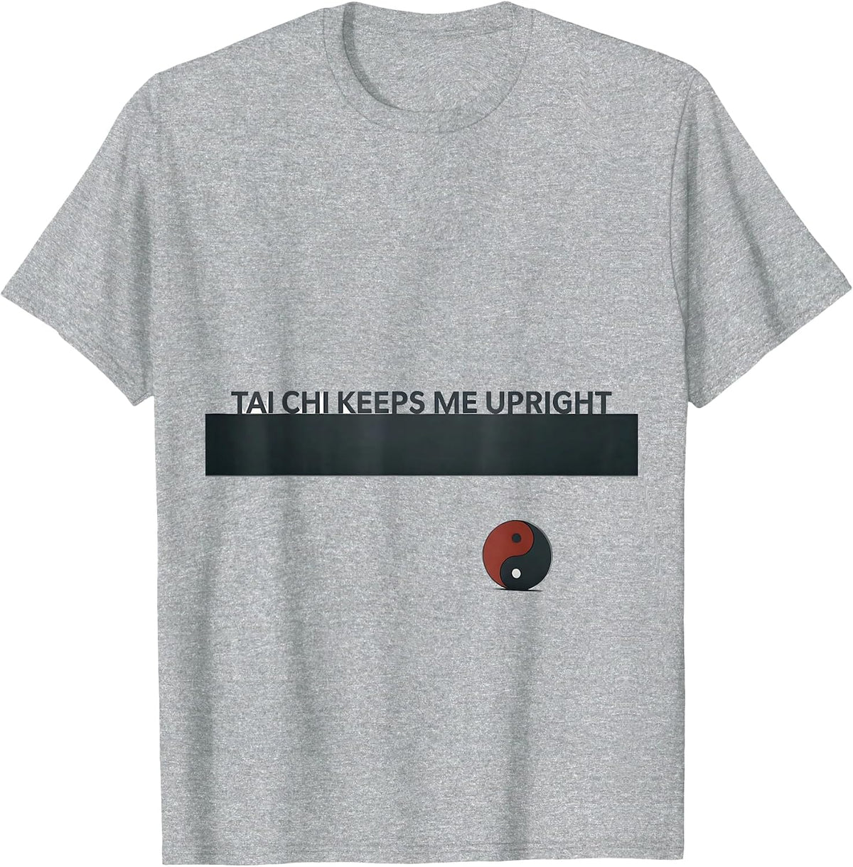 Men's Tai Chi Keeps Me Upright Minimalist Yin Yang Martial Arts T-Shirt - Heather Grey