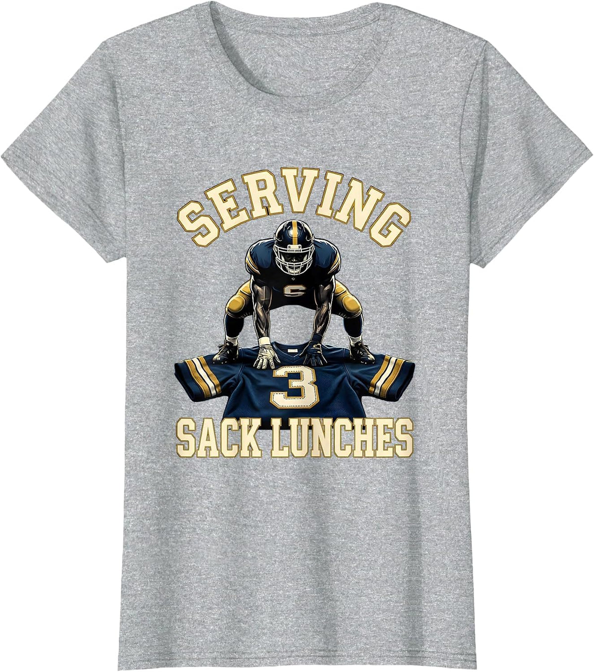 Women's Serving Sack Lunches Football Lineman Offensive Line Humor T-Shirt - Heather Grey