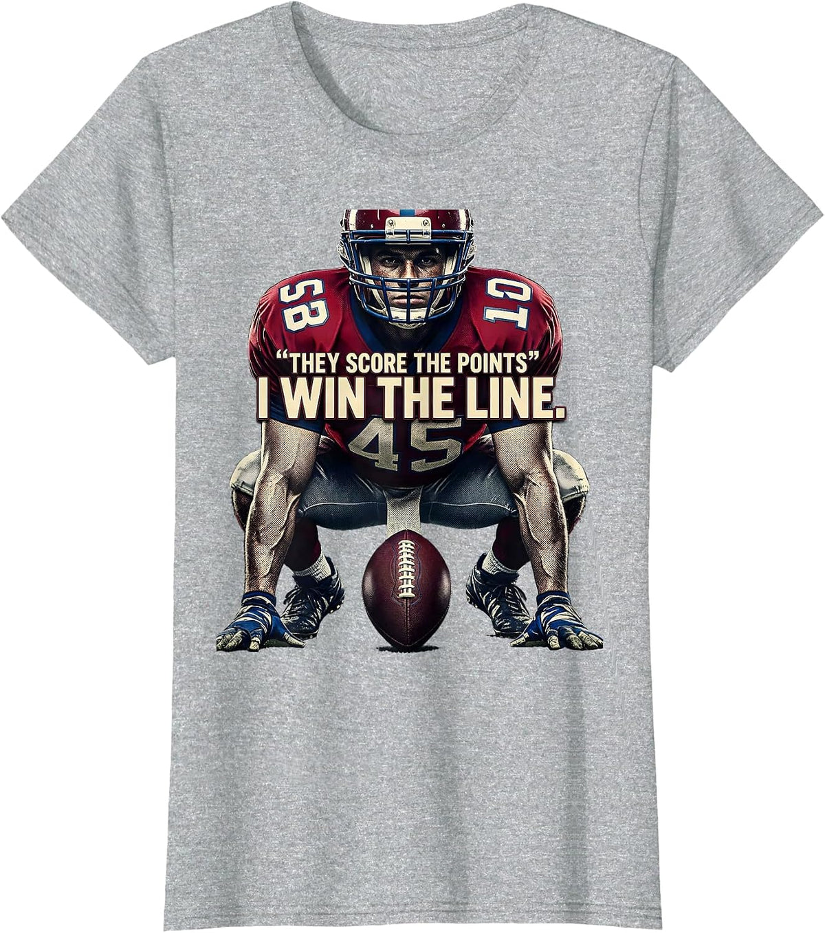 Women's They Score The Points I Win The Line Funny Football Lineman T-Shirt - Heather Grey