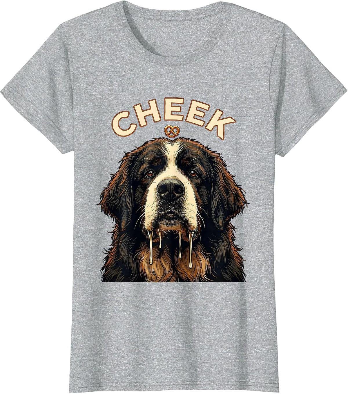 CHEEK Funny Newfoundland Dog Jowls Drool Dog Mom Dog Dad T-Shirt - Heather Grey
