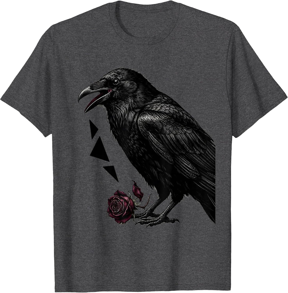 Raven Gothic Bird Lover Dark Humor Crow Enthusiast T-Shirt - Dark Heather Grey
