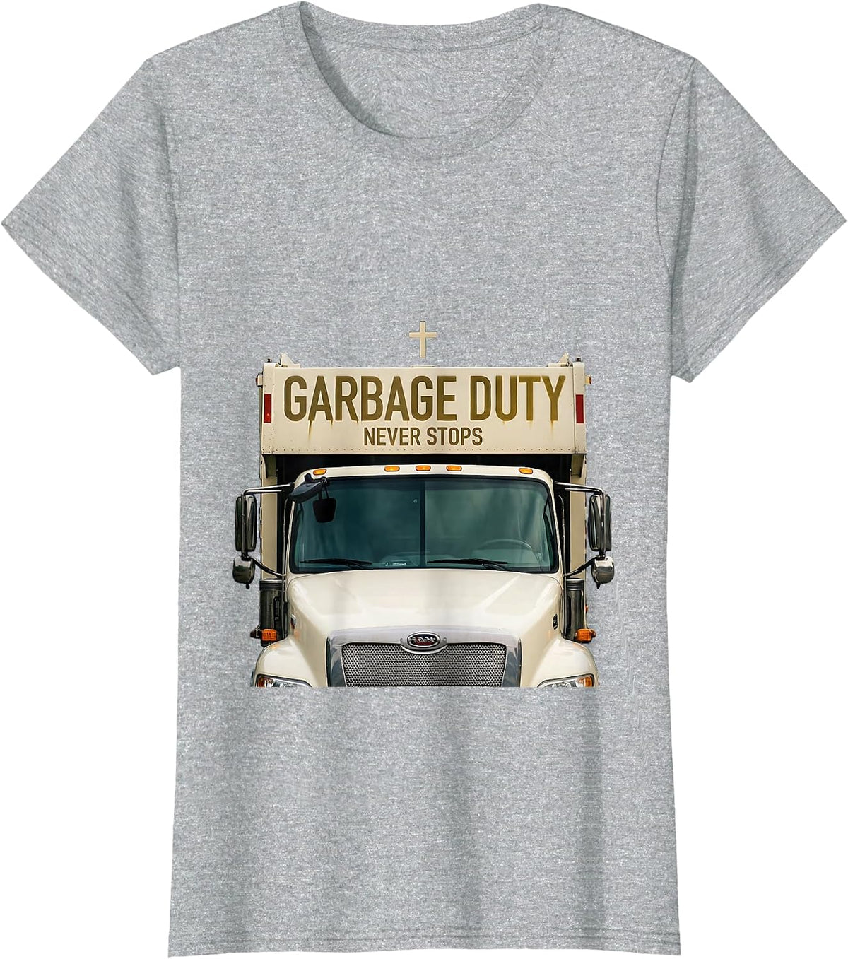 Garbage Duty Never Stops Trash Truck Design T-Shirt - Heather Grey