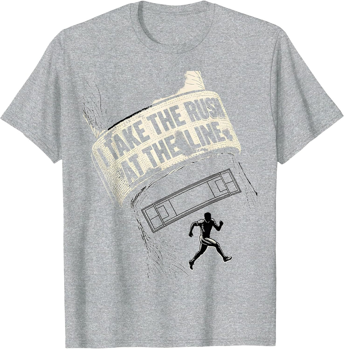 Men's I Take The Rush At The Line Funny Football Lineman Humor T-Shirt - Heather Grey