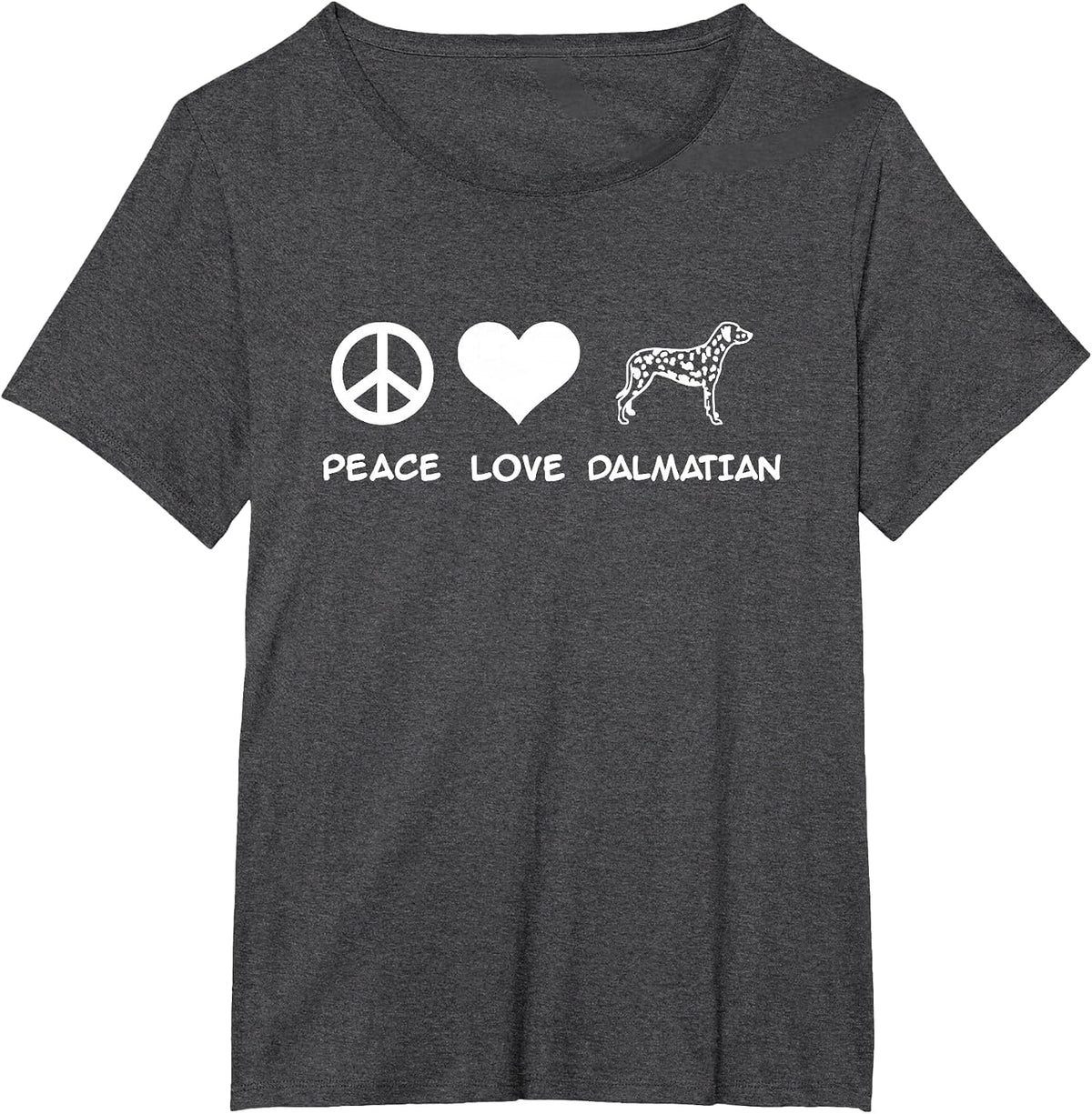 Peace, Love, Dalmatian T-Shirt - Dark Heather Grey