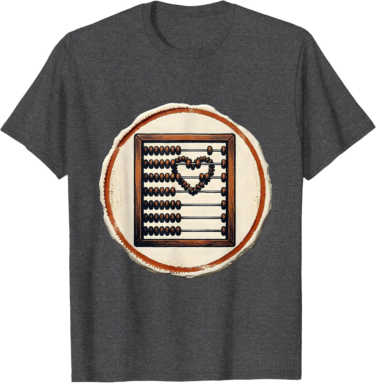 Men's Heart Abacus Stamp Teacher Valentine’s Day Humor T-Shirt - Dark Heather Grey