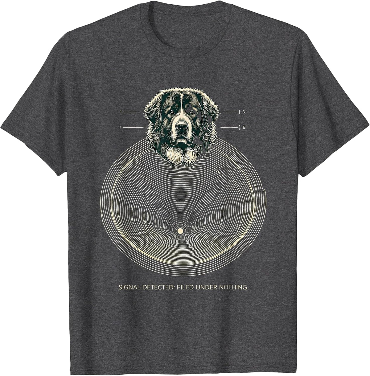 Signal Detected: Filed Under Nothing Funny Great Pyrenees T-Shirt - Dark Heather Grey