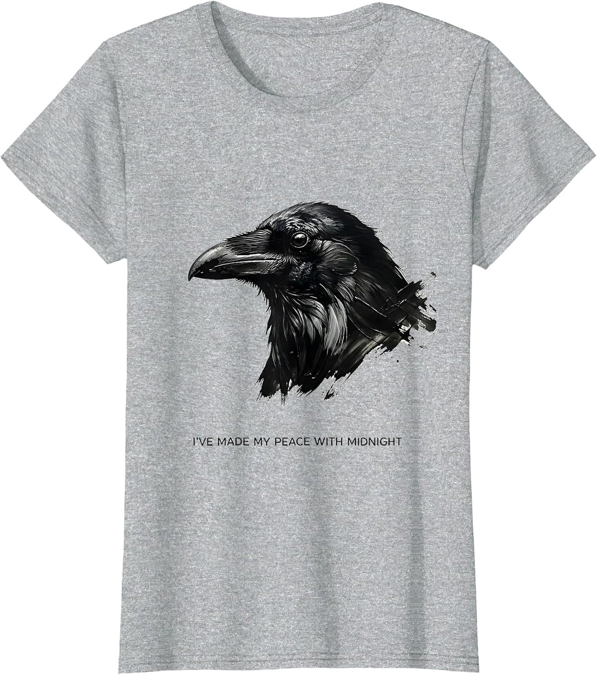 Women's I've Made My Peace With Midnight Gothic Edgar Allan Poe T-Shirt - Heather Grey