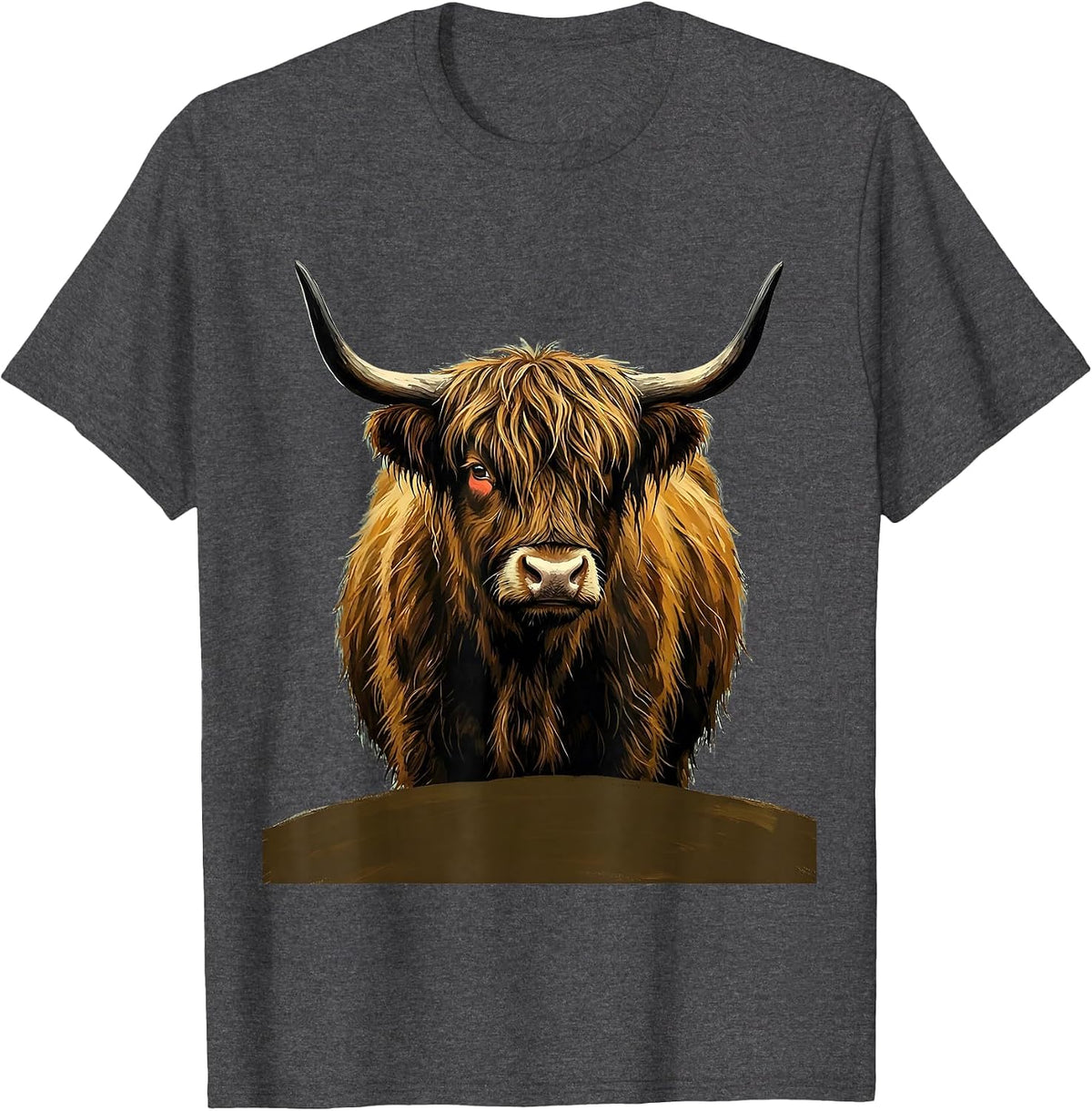 Highland Cow Cute Shaggy Fringe Whimsical Humor T-Shirt - Dark Heather Grey