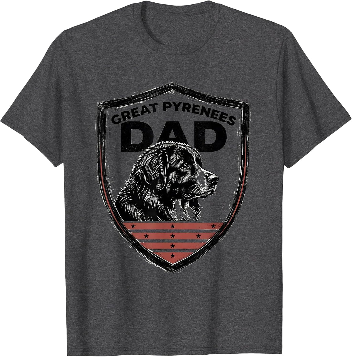 Men's Great Pyrenees Dad Patriotic Dog Breed Pride 4th Of July T-Shirt - Dark Heather Grey